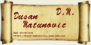 Dušan Matunović vizit kartica